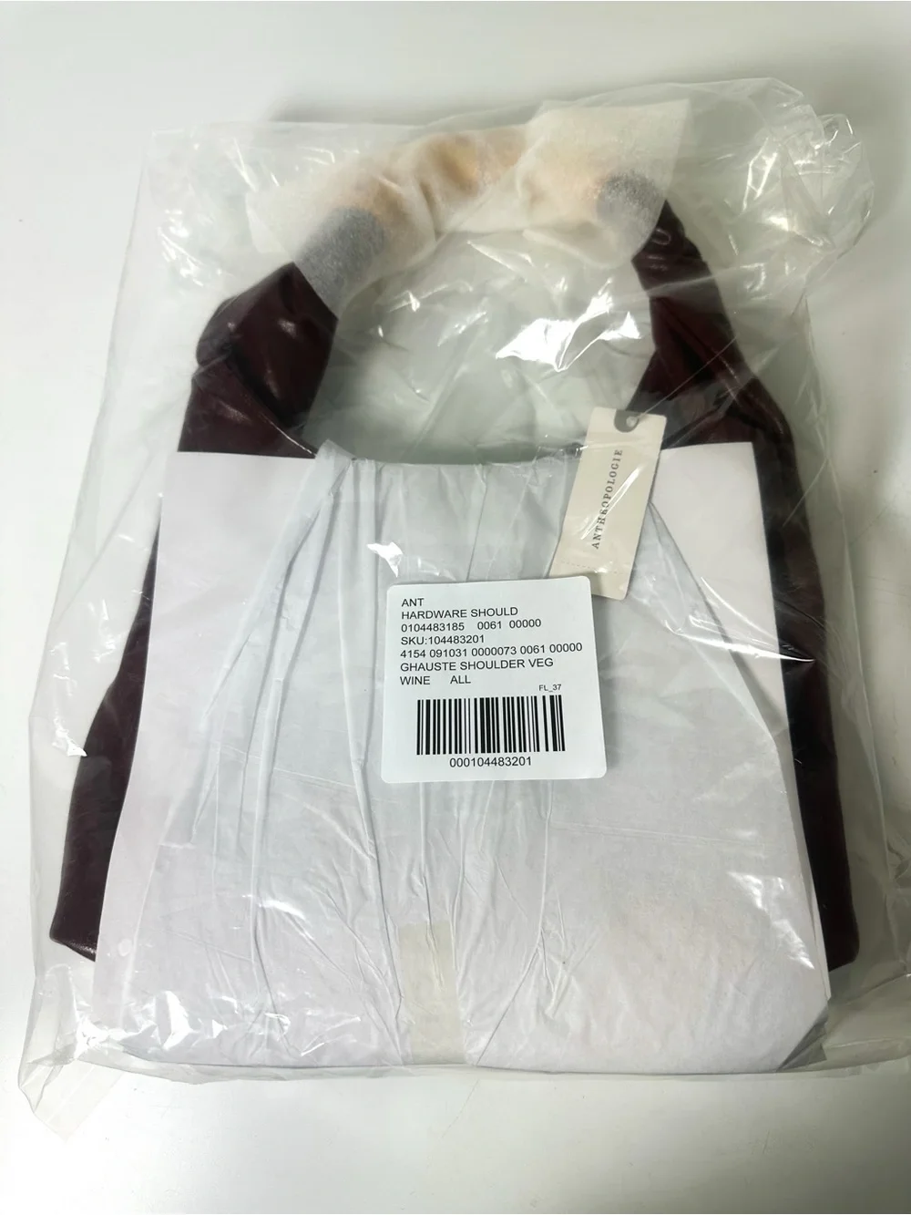 Anthropologie Vegan Leather Gilded Shoulder Bag in Wine NWT